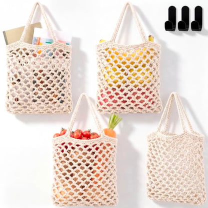 Honeydak 3 Hanging Baskets, Cream, Tote Style Basket - color: Cream, style: Tote Style Basket