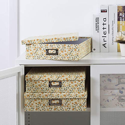 Soul & Lane - Keepsake Storage Boxes with Lids, Set of 3, Floral Dance - color: Floral Dance
