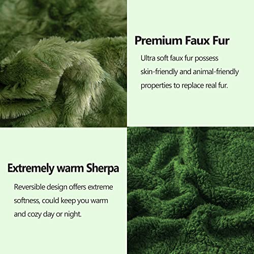 NEWCOSPLAY Faux Fur Sherpa Throw Blanket for Couch, Green, 50"x60" - color: Green, size: Throw(50"x60")