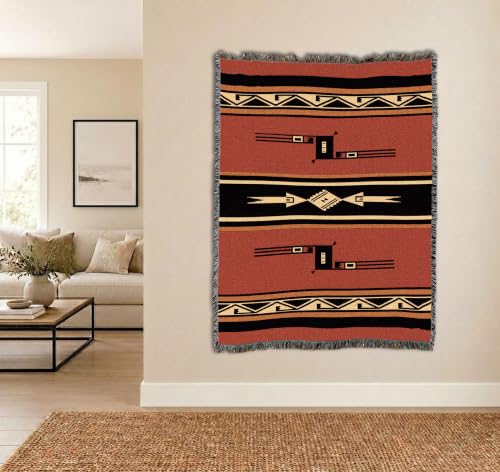Pure Country Weavers Mesquite Earth Blanket - Southwest Native American Inspired - Gift Tapestry Throw Woven from Cotton - Made in the USA (72x54) - color: Mesquite Earth, size: Large