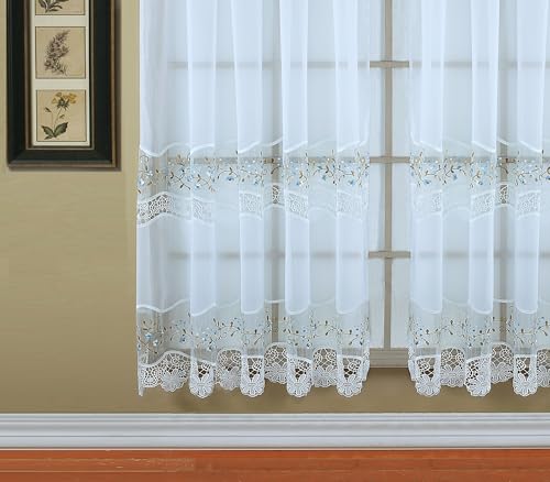 Today's Curtain, Vintage Macramé Organza Panel 84", White/Blue, 58" W x 84" L - color: White/Blue, size: 58"W x 84"L (Pack of 1)