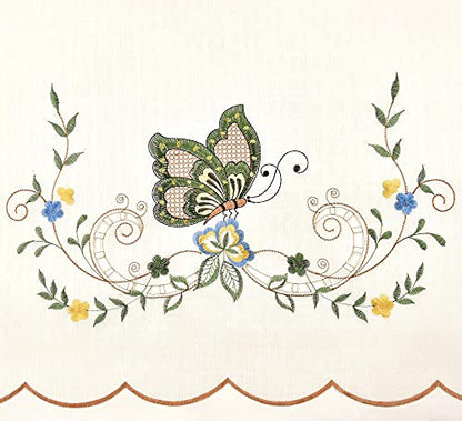 GOHD Dancing Butterfly. 3pcs Multi-Color Embroidery Cafe Curtain Set/Swag & Tiers Set with cutworks. Window Treatment Set for Small Windows. (SAGE Green) - color: Sage Green