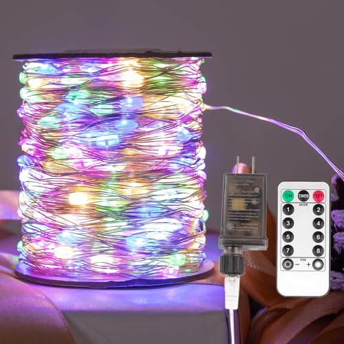 400FT 1200LEDs Fairy Lights Plug in,Silver Wire,Multicolor - color: Multicolor, size: 400FT 1200Leds