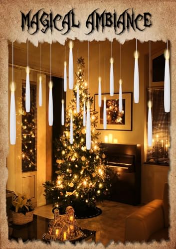 GenSwin Flameless Floating Candles Wand Halloween Decorations White 22pcs - color: 22-White Floating