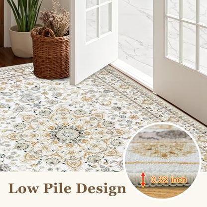 10x12 Area Rugs Living Room: Washable Boho Rug for Bedroom Beige - color: Beige, size: 10' x 12' (Rectangular)