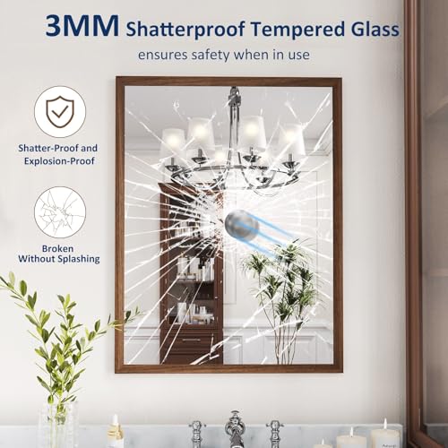 WEER Bathroom Vanity Mirror Walnut 22X30 Inch - color: Walnut, size: 22"L x 30"W