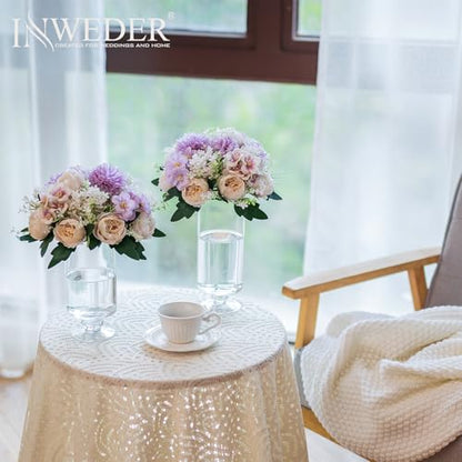 Flower Balls Centerpieces Tables: Purple White Silk Rose, 4Pcs - color: Purple Pink White, size: 4 PCS