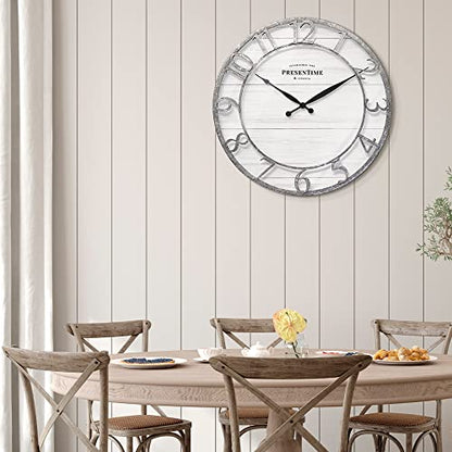 Presentime 21" Farmhouse Series Wall Clock - color: Galvanized Finish, size: 21 inch