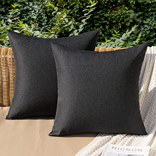 MIULEE Decorative Outdoor Pillow Covers Waterproof 16x16 Black - color: Black, size: 16" x 16" (Pack of 2)