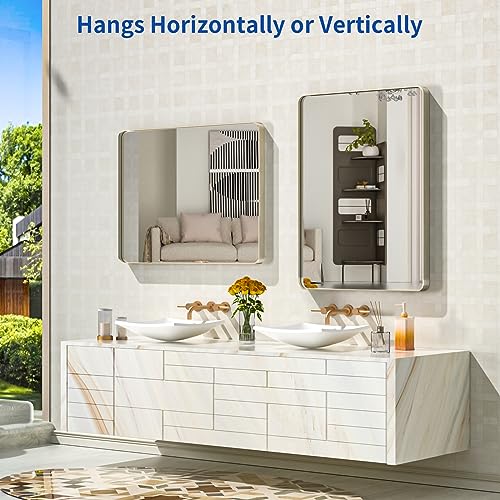 WEER Bathroom Vanity Mirror Brushed Nickel 24X32 Inch - color: Brushed Nickel, size: 24"L x 32"W