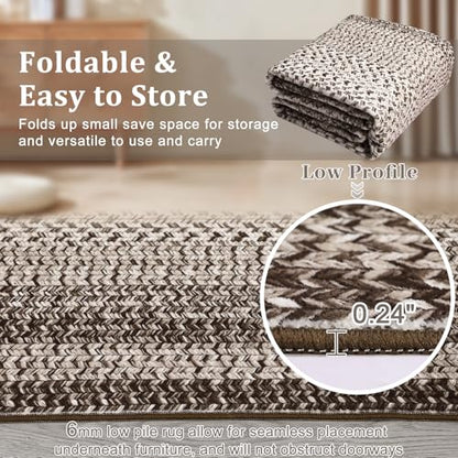RUGSREAL 2x6 Runner Rug Braided Print Hallway Area Rugs Machine Washable - color: Mocha, size: 2' x 6' (Runner)