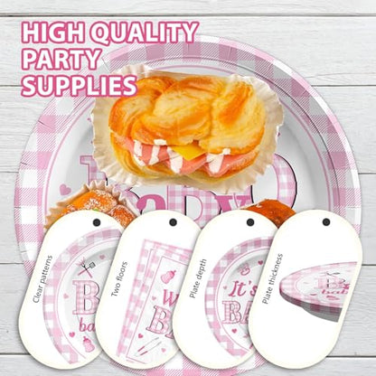 Grencian 96 Pcs BBQ Baby Shower Decorations for Girls, Serves 24 - style: Pink BBQ Kit