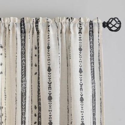Black Boho Linen Curtains for Living Room 63 Inch Length 2 Panels - color: Black, size: 52"W x 63"L (Pack of 2)