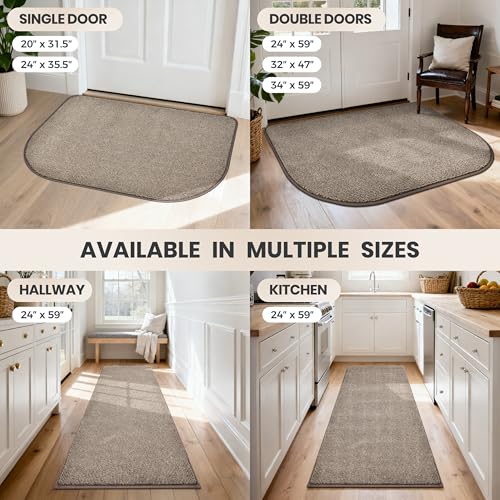 PURRUGS Dirt Trapping Door Mat, 32" x 47"(Half Round), Heathered Beige - color: Heathered Beige, size: 32" X 47" (Half Round)