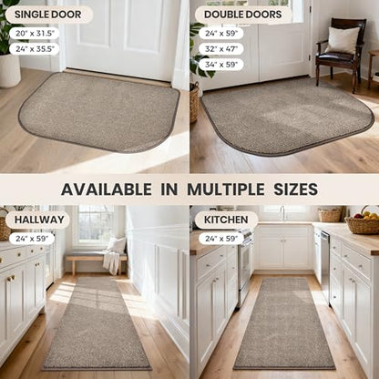 PURRUGS Dirt Trapping Door Mat, 32" x 47"(Half Round), Heathered Beige - color: Heathered Beige, size: 32" X 47" (Half Round)