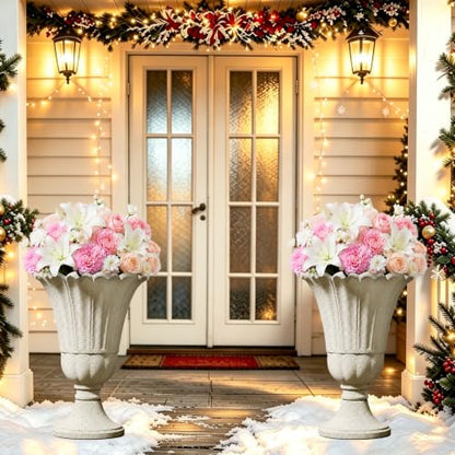NicBex 24" Tall Urn Planters for Outdoor Plants Set of 2 - Beige Petal - color: Beige