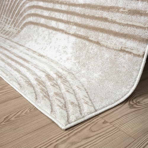 Abani Cream Area Rug for Living Room, Bedroom -Mid-Century Modern- 5' x 8' -Durable & Easy to Clean - size: 5'x8'
