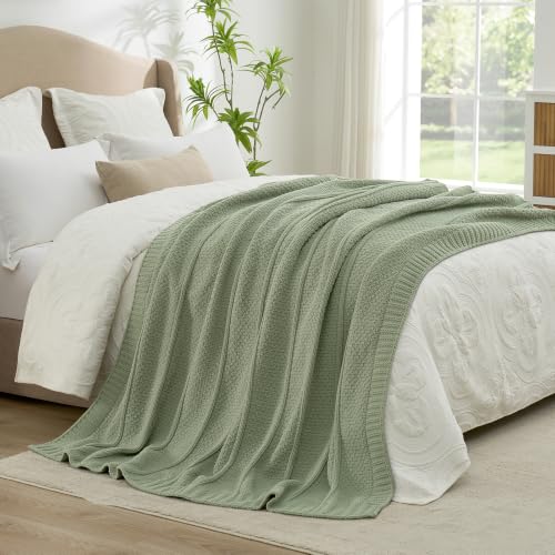 Amélie Home Chenille Knit Throw Blanket, Sage Green 60"x80" - color: Sage Green, size: 60" X 80"