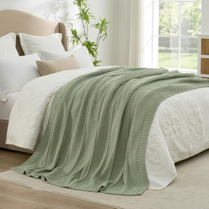 Amélie Home Chenille Knit Throw Blanket, Sage Green 60"x80" - color: Sage Green, size: 60" X 80"