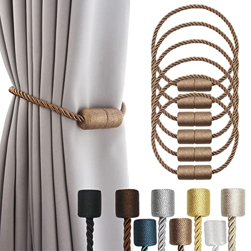 Magnetic Curtain Tiebacks Holdbacks Decorative Tie Backs for Windows Porlau - color: Khaki