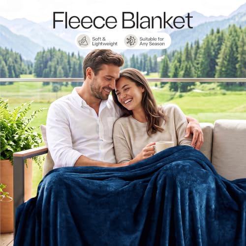 Soft Fleece Blanket for Bed Twin Size Navy (90x66 Inch) - color: Navy, size: Twin (90x66 Inch)