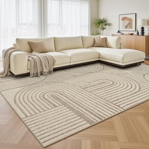 Brown Neutral 8x10 Area Rugs Textured Tufted Rugs for Living Room Bedroom Rug-Carpet Taupe Tan Geometric Moroccan Modern Rug Washable - color: Brown, size: 8' x 10' (Rectangular)