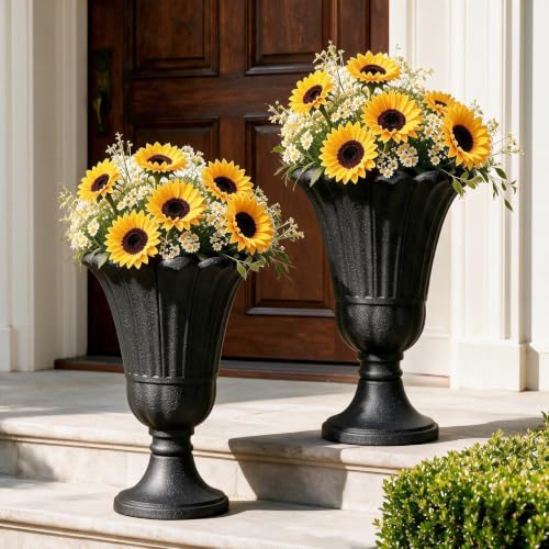 NicBex 24" Tall Urn Planters for Outdoor Plants Set of 2 - Black Petal - color: Black