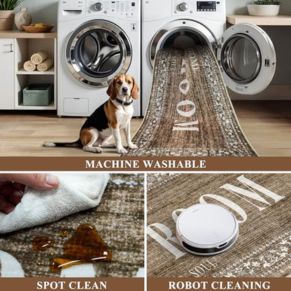 TOPRUUG Laundry Room Rug Runner 20"x48", Non Slip Washable Laundry Mat - color: Brown, size: 1'8" x 4' (Rectangular)