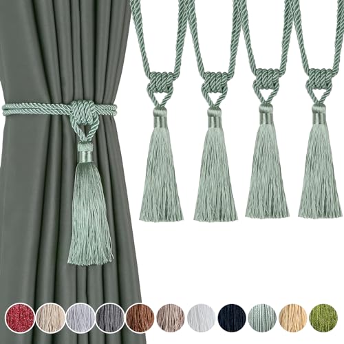 4 Pack Curtain Tiebacks Handmade Tassel Rope Curtain Holdbacks - color: Light Blue, size: 4p