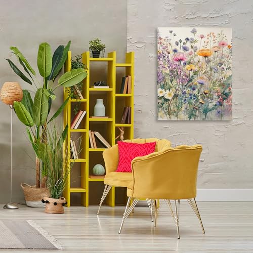Mixed Wild Flowers Botanical, 30 x 40 Inch Canvas Wall Art - size: 40"L x 30"W