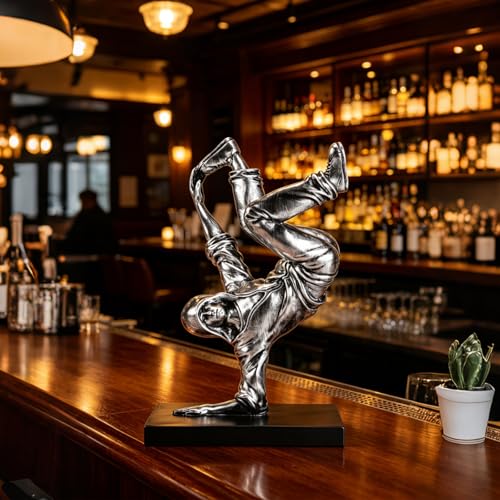 Resin Street Dance Figurine Silver Dancing Man