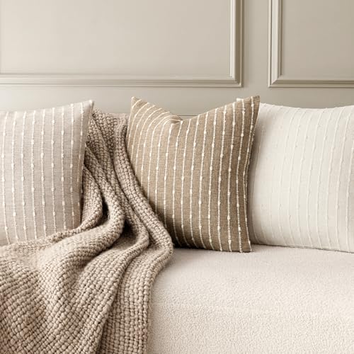 Foindtower Striped Boucle Lumbar Throw Pillow Covers 12x20 Natural Beige - color: Natural Beige, size: 20" x 12" (Pack of 2)