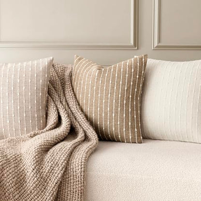 Foindtower Striped Boucle Lumbar Throw Pillow Covers 12x20 Natural Beige - color: Natural Beige, size: 20" x 12" (Pack of 2)