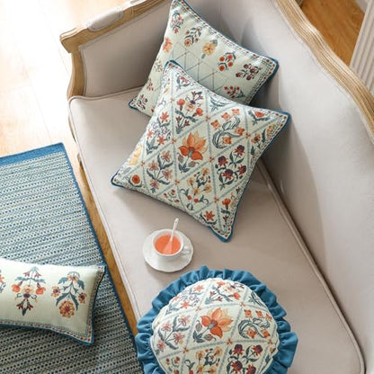 ISAENNE Designer Square Throw Pillow Cover,Set of 2,18"x18" - color: Floralsea a, size: 18" x 18" (Pack of 2)