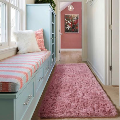 Blush Runner Rugs for Bedroom Living Room, Fluffy 2x6 Hallway Soft Area Rug - color: Blush, size: 2' x 6' (Runner)