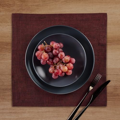 Solino Home 100% 리넨 플레이스 매트 레드 가넷, 아테나 35.6 x 35.6cm(14 x 14인치), 4개 세트 - color: 25: 레드 가넷, size: 14" X 14" (Set of 4)