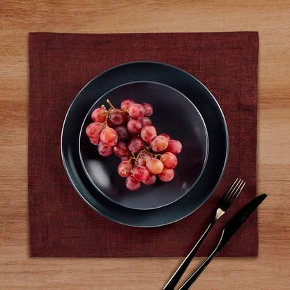 Solino Home 100% 리넨 플레이스 매트 레드 가넷, 아테나 35.6 x 35.6cm(14 x 14인치), 4개 세트 - color: 25: 레드 가넷, size: 14" X 14" (Set of 4)