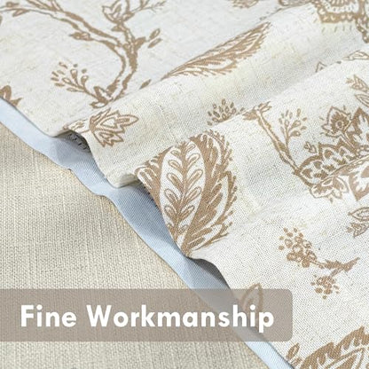 DriftAway Freda Jacobean Floral Linen Blend Blackout Thermal Insulated Energy Saving Privacy Window Linen Curtain Valance Rod Pocket 2 Layers Single 52 Inch by 18 Inch Plus 2 Inch Header Taupe - color: Taupe, size: 52"W x 18"L (Pack of 1)
