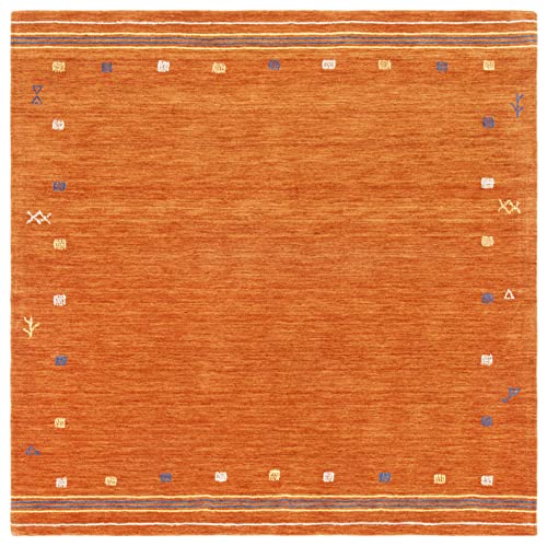 SAFAVIEH Himalaya Collection Area Rug - 6' Square, Rust, Handmade Boho Tribal Wool, Ideal for High Traffic Areas in Living Room, Bedroom (HIM563P) - color: Rust, size: 6' x 6' (Square)