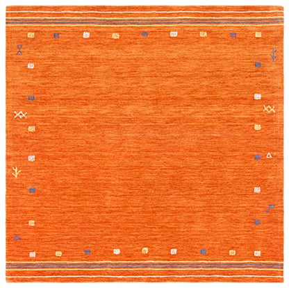 SAFAVIEH Himalaya Collection Area Rug - 6' Square, Rust, Handmade Boho Tribal Wool, Ideal for High Traffic Areas in Living Room, Bedroom (HIM563P) - color: Rust, size: 6' x 6' (Square)