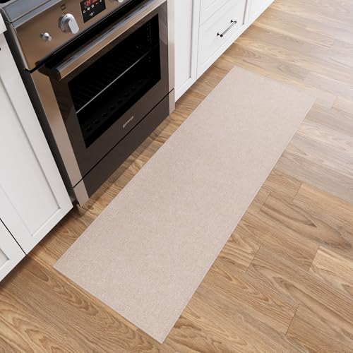 Ottomanson Door Mat Indoor Entryway Runner Rug – Non-Slip Durable Low-Pile Runner with Stain-Resistant Surface, 20" x 59", Beige - color: Beige