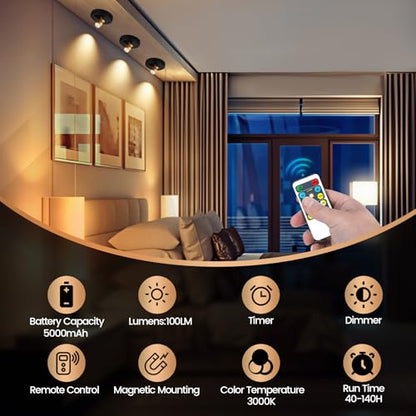 Rechargeable Spotlight, Battery Powered Picture Lights with Remote - color: chargeable Black+G