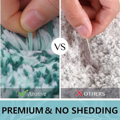 Arotive Microfiber Bathroom Rugs, Shaggy Soft Absorbent Bath Rug, 30x20 - color: Dark Green, size: 30" X 20"