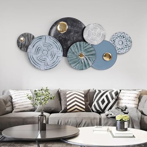 Metal Geometric Round Wall Art Coastal Nautical 3D Wall Decor 53"x25" - color: Style 3
