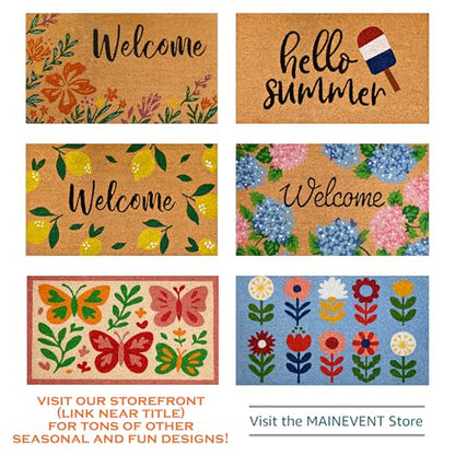 Flower Door Mat 30x17 Inch, Floral Spring Doormat, Summer Welcome Mat Coir