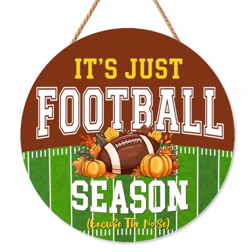 Fall Football Season Decorations for Home, Fall Welcome Door Wooden Sign - color: Yellow
