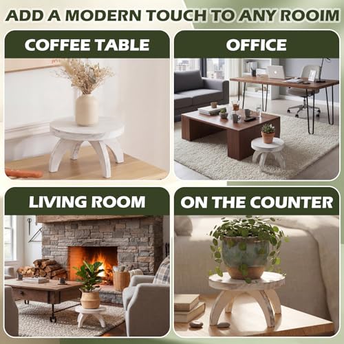 Novabright 2 Pcs Short Plant Stand Small Wood Plant Stool, White - color: White