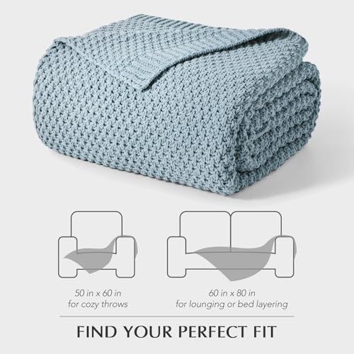 EVERGRACEHOME Chunky Chenille Knit Throw Blanket, 60 x 80, Chambray Blue - color: Chambray Blue, size: 60" X 80"