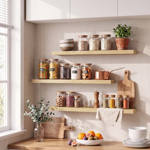 Dreamland 30Inch Floating Shelves 8" Deep Wall Mounted Set of 2 Oak - color: Oak, size: 8"D x 30"L