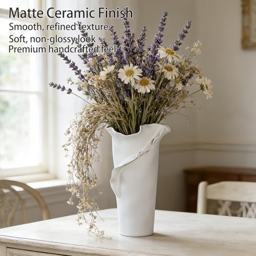 Abstract Irregular Ceramic Vase, White - size: 21" x 20" x 32"